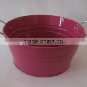Round Rose Red Double Iron Handle Flowerpot thumbnail-1