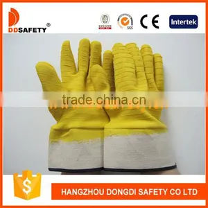 DDSAFETY 2017 Hot Sale Fully Yellow Latex Crinkle Finished Gloves thumbnail-1