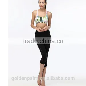 Women Sexy Half Length Mesh Panel Yoga Pants thumbnail-2