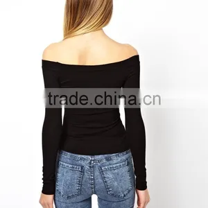 China Factory OEM ODM 2015 New Fashion Customized Off Shoulder Top With Long Sleeves thumbnail-3