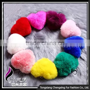 CX-R-46 Lovely Fashion Genuine Rex Rabbit Fur Keychain thumbnail-1
