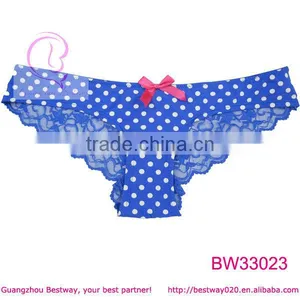 Sexy Blue Polka Dot Panties With Cute Red Bow Back Full Transparent Panties thumbnail-1