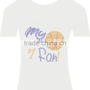 Bling Custom Size Basketball My #1 Fan Iron-on Rhinestone Transfer thumbnail-3