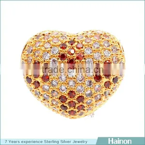 Heart Shape Beads in Sterling Silver Material Support More Color Zircon Paved for Custome Oem thumbnail-1