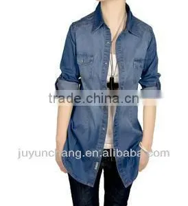 Newest Spring Long Sleeve Jeans Lady Shirt thumbnail-1