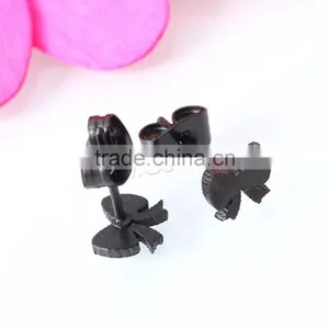 Stainless Steel Bowknot Stud Earring Findings Earring Stud Simple Earring thumbnail-2