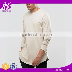 Guangzhou Shandao Factory Manufacture Wholesale Price High Quality 180g 100% Cotton Short Sleeve O-Neck Longline Men's T Shirt thumbnail-1