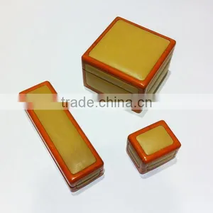 Round Corner Wooden Leather Jewelry Box Sets thumbnail-1