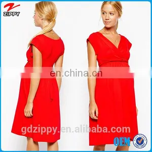 V Neck Woman Day Life Red Materlity Clothes thumbnail-1