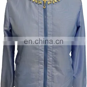 Hot Selling Short Casual Ladies Bomber Jacket With Bead Decoration thumbnail-2