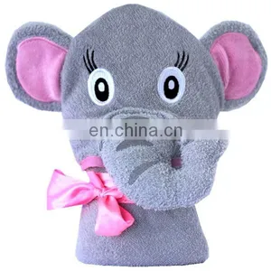 Custom 100% Bamboo Elephant Baby Bath Towel With Hood Beautiful Pink Girl Hooded Elephant Towel thumbnail-5