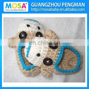 Crochet Baby Boy Booties Sock Monkey Blue Beige Shoes ,Newborn Baby Slippers thumbnail-2