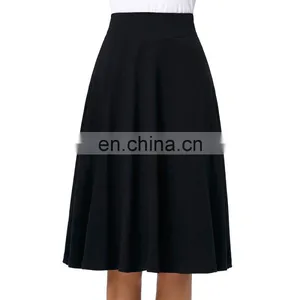 Kate Kasin Occident Women's High Stretchy Cotton High Waist A-line Flared Skirt KK000279-1 thumbnail-1