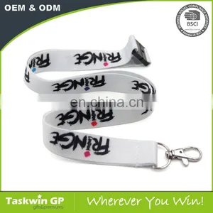 Wholesale 2017 Hot Sale Custom Polyester Printing White Lanyard Clip thumbnail-4