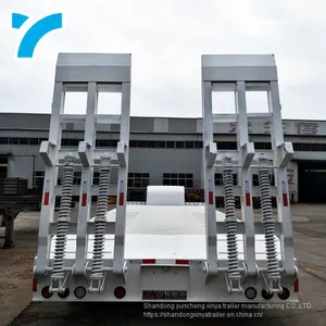 Made in China Gooseneck Low Platform Semi Low Flatbed Trailer Lowbed Truck Trailer for Sale thumbnail-1