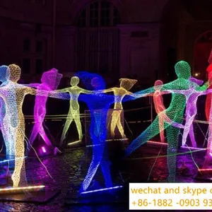 Indoor Wire Mesh Sculpture Ornaments Mirror Light thumbnail-4