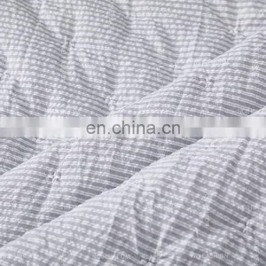 Exhibitor Canton Fair on Line Live Show Home Textile Stripe Polycotton With Ponpon Comforter Bedding Set thumbnail-3