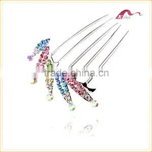 Colorful Cute Fashion Girls Trendy Wedding Hair Clips Headwear Crystal Flower Hair Combs Bridal Hair Ornament thumbnail-1