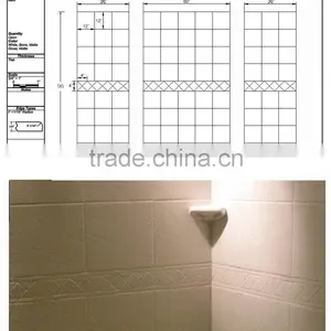 Classic Cultured Marble Shower Surround, Cast Marble Shower Panel, Shower Surround Kits thumbnail-5