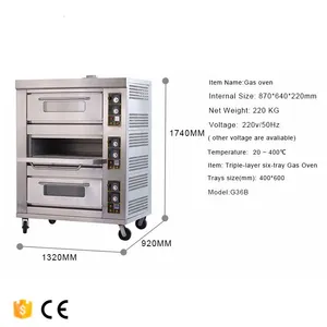 3 Deck 6 Trays Commercial Kitchen Gas Oven Bakery Machine Equipment Baking Oven Bread Cake Deck Oven thumbnail-5