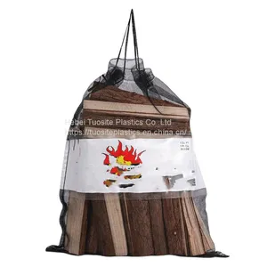 Firewood Packing Mesh Bag For Firewood Plastic Agriculture HDPE Printing Logo Leno Mesh Bags thumbnail-1