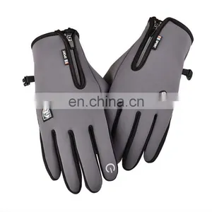 Wholesale Waterproof Gray Neoprene Fabric With Touchscreen Fingers Outdoor Sport Diving Protective Glove thumbnail-1