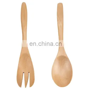 Nature Material Home Kitchen Children's Wooden Lotus Wood Fork and Spoon Cold Salad Spoon thumbnail-1