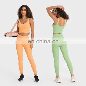 Top Selling Best Tiktok Hot High Waist Breathable Naked Yoga Gym Leggings Pants Workout Athletic Sports Wear Outfit For Women thumbnail-3