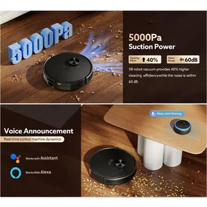 PUREROBO X8-Robot Vacuum Cleaner With APP & Remote Control 3 In 1 Wet Dry Mopping & Sweeping & Vacuum Dust 360°detection Lidar Sensor thumbnail-3