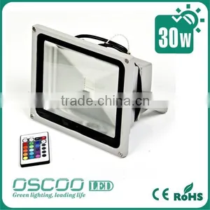 China Oscoo Manufacturer Hot IP65 Die Casting Aluminium CE&Rohs 30 Watt Red-Green-Blue LED Flood Light thumbnail-5