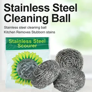 Stainless Steel Dry Sponge Cleaning Ball 20g 30g 40g Cleaning Ball for Kitchen Cleaning Stainless Sponge Scourer thumbnail-1