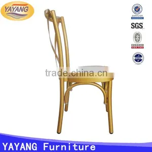 Popular Metal Iron PU Leather Seat Straw Cross Back Chair Stacking in Dining Chairs thumbnail-6