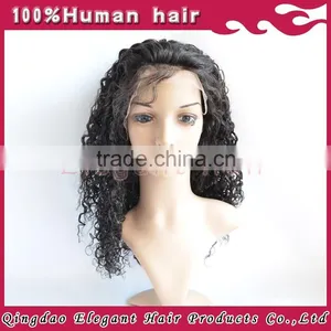 Indian Remy Hair Full Swiss Lace With Elastic Lace in the Middle Short Afro Wigs for Black Women thumbnail-1