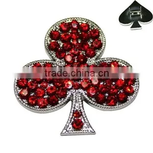 Zinc Alloy Metal Rhinestone Poker Clubs Shape Rivets for Pet Collars Decorative Accessories thumbnail-1