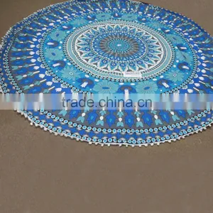 Cotton Round Beach Towel Hippie Mandala Tapestry Wall Hanging Ethnic Indian Table Cloth Round Yoga Mat thumbnail-3