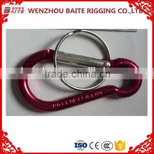 Colorful Aluminum Carabiner With 3 Pcs Key Ring ,D Shaped Aluminum Snap Hook With Keyring thumbnail-3