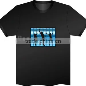 EL T-Shirt Sound Activated Flashing T Shirt Light Up Down Music Party Equalizer LED T-Shirt Interchangeable Short Black Tshirt thumbnail-3