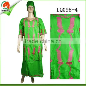 Nigeria Design Textile Linen Fabric African Dashiki Dress in Yellow thumbnail-5