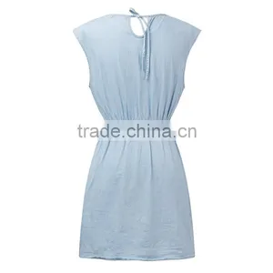 2015 Fashion Hot Girl Casual Loose Sleeveless Denim Round Neck Sexy Mini Summer Dress Quality Choice thumbnail-4