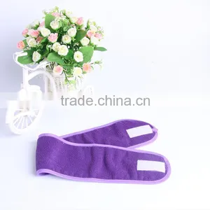 Purple Microfiber Embroidery Headband With Hook and Loop thumbnail-4