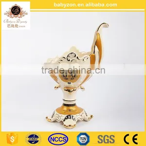 New Products 2016 OEM Design Arts and Crafts 16"ceramic Vase With Liquid Gold thumbnail-1