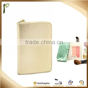 Popwide Hot Fashion PU High Quality Gold Color Beautycase With Mirror thumbnail-5