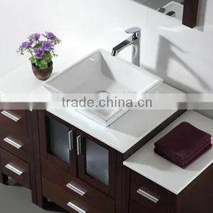 Wooden Bathroom Vanity Bathroom Wash Basin Square Counter Top Ceramic Bathroom Furniture No.3199C thumbnail-3