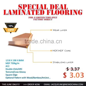 Laminated Flooring 8MM MDF AC2 /8mm Pisos Laminados MDF AC2 thumbnail-1
