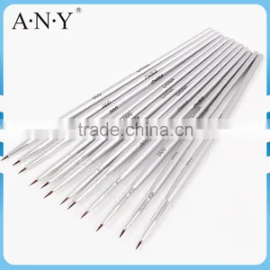 ANY Nail Art Beauty Design Wood Handle Cheap Nail Painting 12PCS Nail Brush Set thumbnail-1