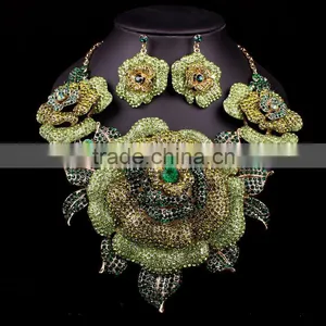 2016 Big Flower Bridal Wedding Jewelry Set/ African Statement Rhinestone Jewelry Set Quality Choice thumbnail-5