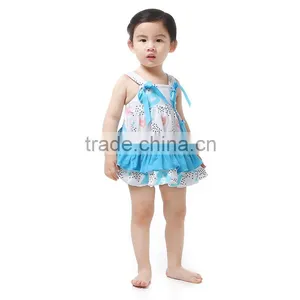 Fashion Popular Feather Print Clothes Baby Swing Top and Baby Bloomer. thumbnail-1