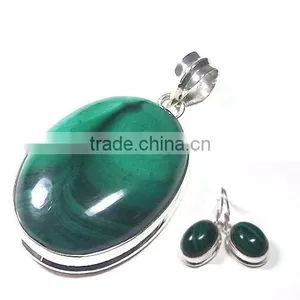 925 Semi Precious Gemstone Jewelry Fashion Pendant Wholesale Indian Jewelry Malachite Jewelry Sets Jaipur Jewelry thumbnail-1
