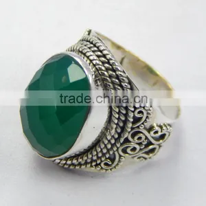 Natural Green Onyx Ring 92.5 Sterling Silver Jewellery thumbnail-3