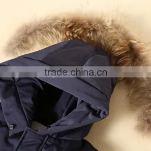Latest Design Winter Duster Freezer Men Feather Goose Down Long Coats, Hoody Faux Fur Parka Winter Jacket Man thumbnail-4